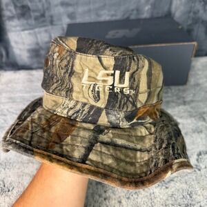 LSU Tigers Bucket Hat Realtree Hardwoods Camo Boonie Chin Strap Drew Pearson